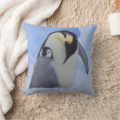南極大陸 コウテイペンギンの親子 クッション (ブランケット)