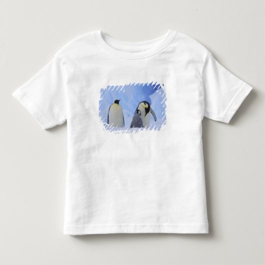 南極大陸 コウテイペンギンの親子 トドラーTシャツ (正面)