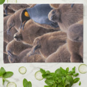 南極大陸・サウスジョージア島・キングペンギン キッチンタオル (折り畳み)