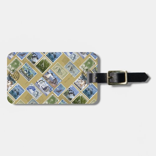 南極大陸-ペンギンの切手 ラゲッジタグ (正面横)