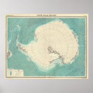 南極大陸(1922年)のヴィンテージの地図 ポスター