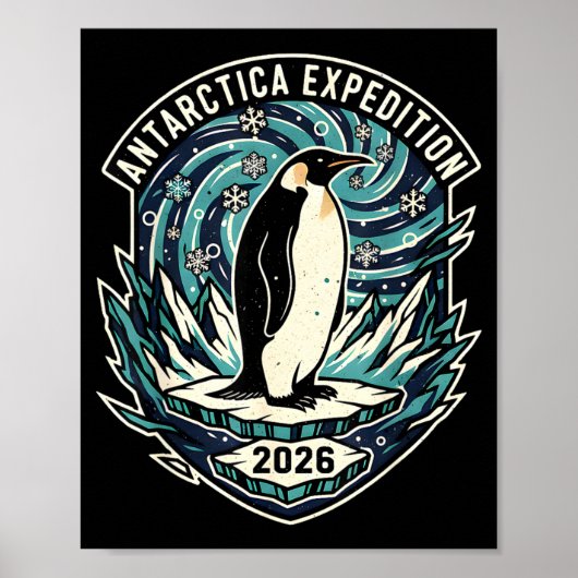 南極探検2026レトロお土産ペンギン ポスター (正面)