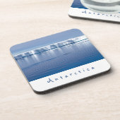 南極氷山の風景の白い文字 コースター (左側)