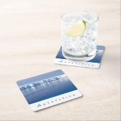 南極氷山の風景の白い文字 スクエアペーパーコースター (インサイチュ)