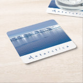 南極氷山の風景の白い文字 スクエアペーパーコースター (アングル)