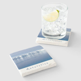 南極氷山の風景の白い文字 ストーンコースター