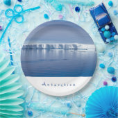 南極氷山の風景写真(白い文字) ペーパープレート (パーティー)