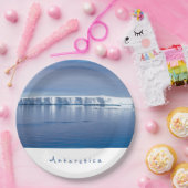 南極氷山の風景写真(白い文字) ペーパープレート (パーティー)