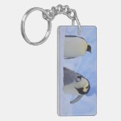 南極。コウテイペンギンと雛 キーホルダー (正面左)