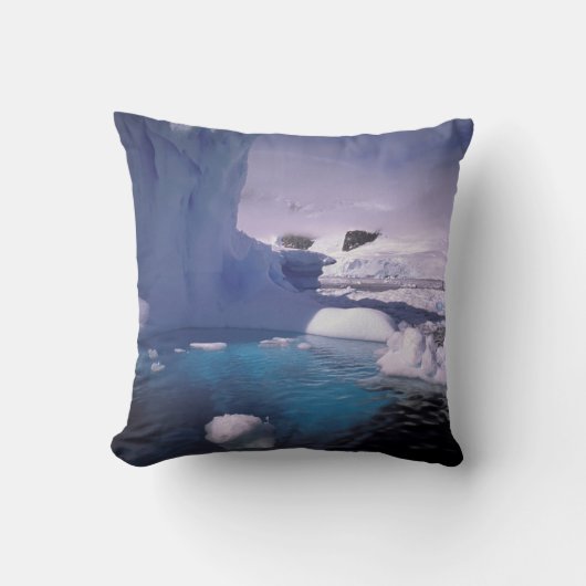 南極。南極の氷景2 クッション (正面)