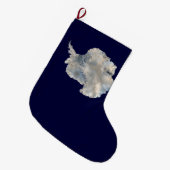 南極（NASAブルーマーブルイメージ） ラージクリスマスストッキング (正面 (吊り時))