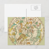 南空の星図と星座の地図 ポストカード (正面/裏面)