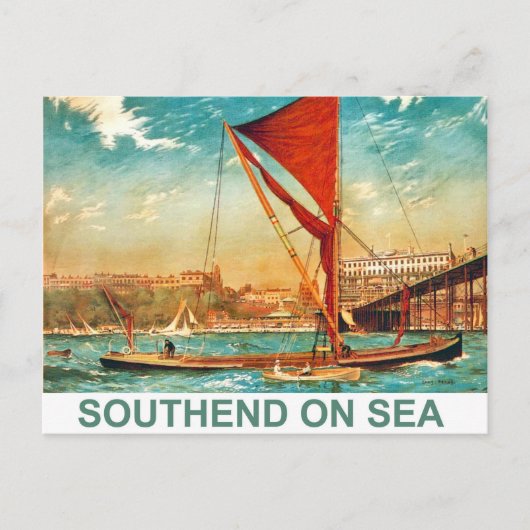南端のセーリング船シーコースト,ヴィンテージ ポストカード (正面)