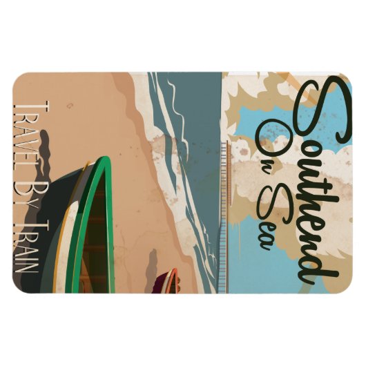 南端の海ヴィンテージ旅行ポスター マグネット (横)