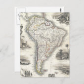 南米のヴィンテージマップ(1850) ポストカード (正面/裏面)