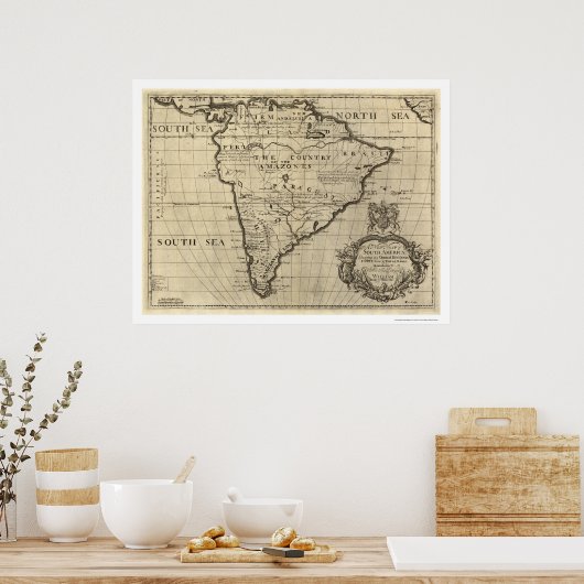南米の地図1700 ポスター (キッチン)