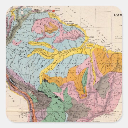南米の物理地図 スクエアシール (正面)