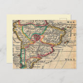 南米の素晴らしいアンティークマップ ポストカード (正面/裏面)