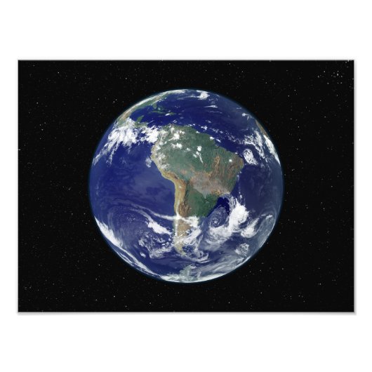 南米を中心とした完全に照らされた地球 フォトプリント            (正面)