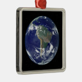 南米を中心とした完全に照らされた地球 メタルオーナメント (右)