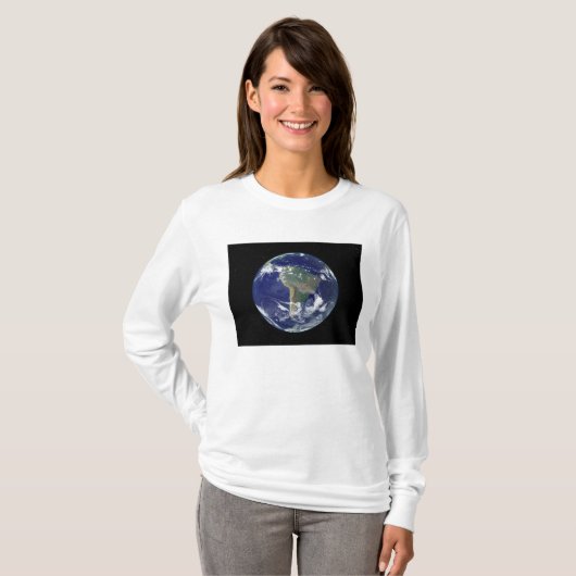 南米を中心とした完全に照らされた地球 Tシャツ (正面フル)