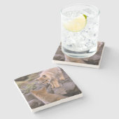 南米グレーキツネ（ライカロペックスグリセウス）ペア ストーンコースター (横)