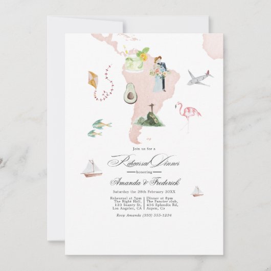 南米デスティネーションウェディングのリハーサルディナー 招待状 (正面)