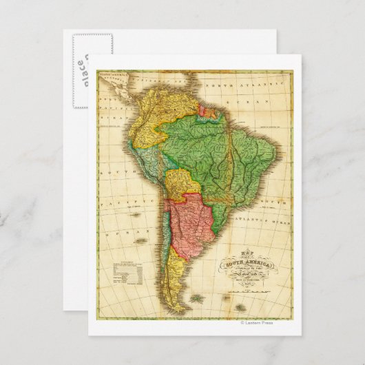 南米パノラママップ南米 ポストカード (正面/裏面)