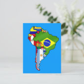 南米国旗の地図 ポストカード (スタンド正面)