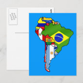 南米国旗の地図 ポストカード (正面/裏面)
