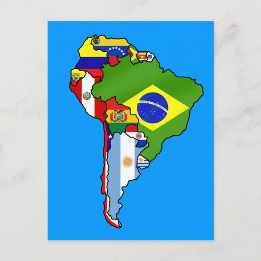 南米国旗の地図 ポストカード (正面)