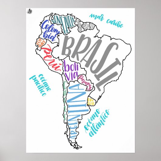 南米地図 ポスター (正面)