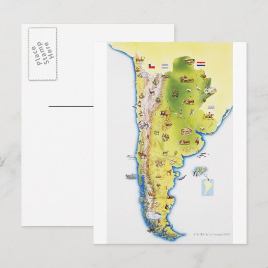 南米地図 ポストカード (正面/裏面)