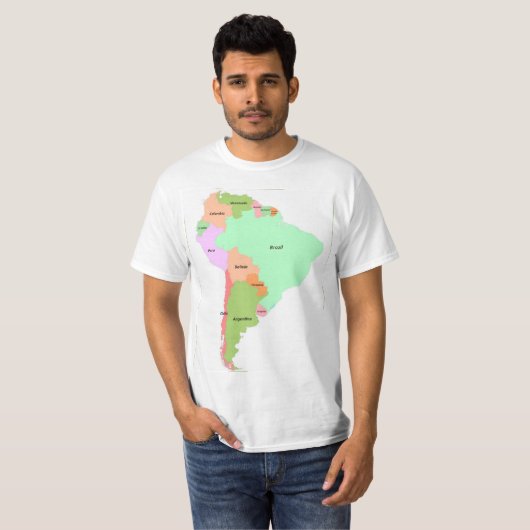南米地図 Tシャツ (正面フル)