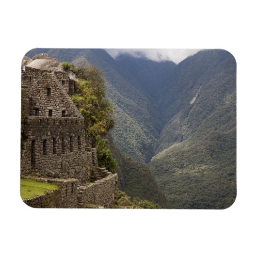 南米、ペルー、Machu Picchu。石造りの遺跡 マグネット (横)
