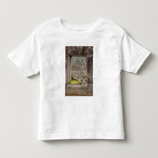 南米、ペルー、Machu Picchu。2人の観光客 トドラーTシャツ (正面)
