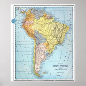 南米：地図， c1890 ポスター (正面)