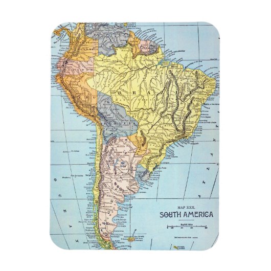 南米：地図， c1890 マグネット (縦)