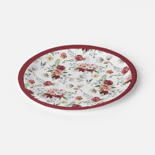 南素朴フローラ&コットンクリスマスディナー ペーパープレート (アングル)