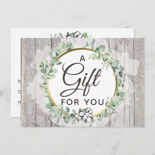 南素朴水色コットン証明書カード 招待状 (正面/裏面)