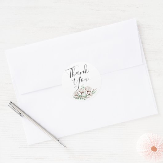 南素朴綿の花の緑ありがとう ラウンドシール (封筒)