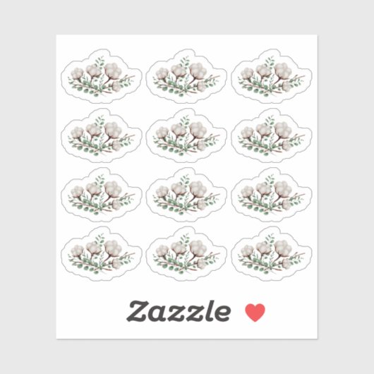 南素朴綿花の緑の葉 シール (シート)