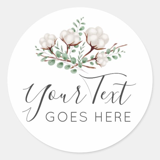 南素朴綿花緑の葉のロゴ ラウンドシール (正面)