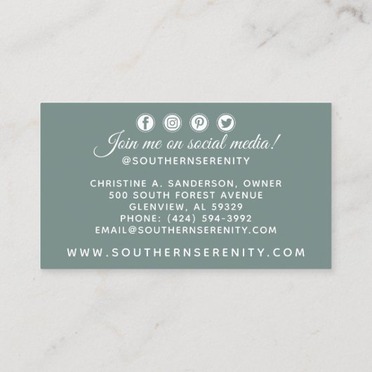 南素朴綿・植物系ソーシャルメディア 名刺 (裏面)