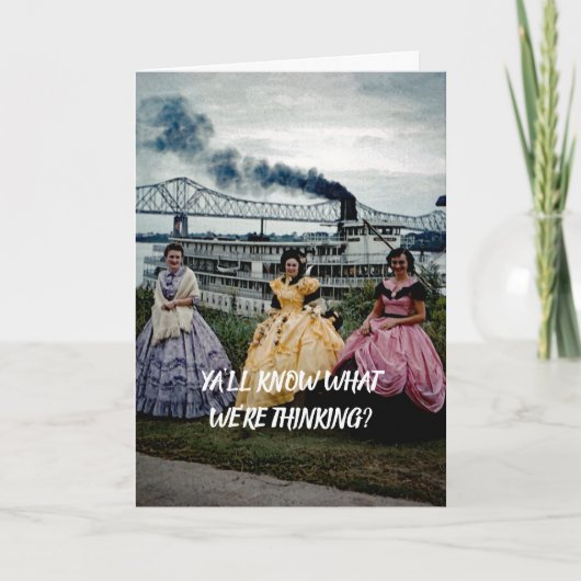 南美女の女性の蒸気船の舟の誕生日 カード (正面)