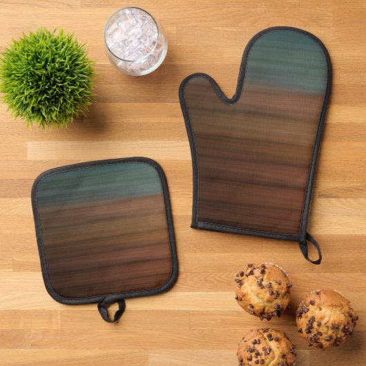 南色彩の鮮やか南砂漠木フェイク材 鍋つかみ&鍋敷きセット (トップダウン)