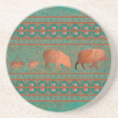 南西おもしろいジャベリーナファミリーコッパーティール（緑がかった色） コースター (正面)