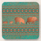 南西おもしろいジャベリーナファミリーコッパーティール（緑がかった色） コースター (正面)