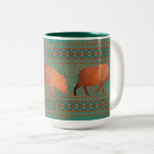 南西おもしろいジャベリーナファミリーコッパーティール(緑がかった色) ツートーンマグカップ (正面右)