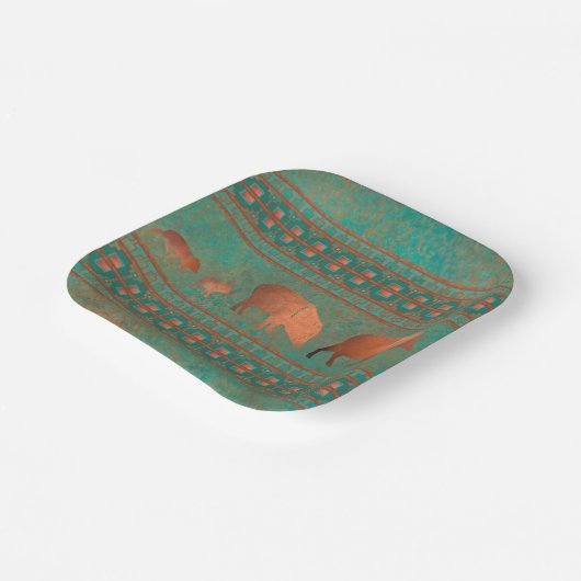 南西おもしろいジャベリーナファミリーコッパーティール(緑がかった色) ペーパープレート (傾斜あり)